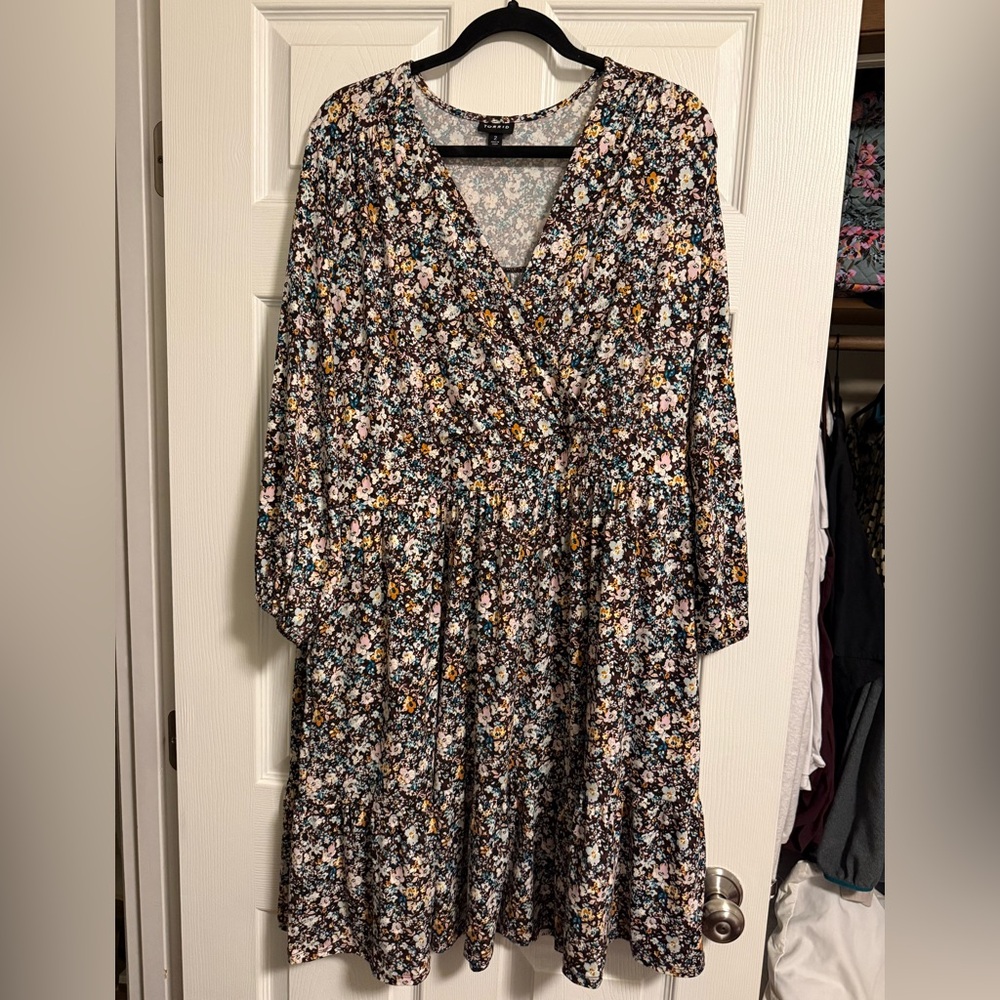 Torrid Multicolor Floral Long Sleeve Dress